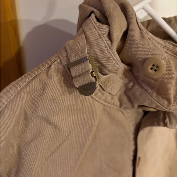 J. Crew Vintage Anorak Khaki Hooded Quarter Button Up Drawstring Waist Size XS - Picture 4 of 6